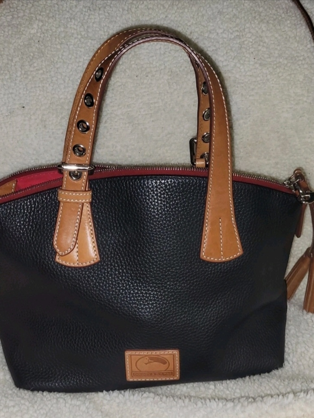 Dooney & Bourke Black Pebbled Leather Large Kendra Satchel